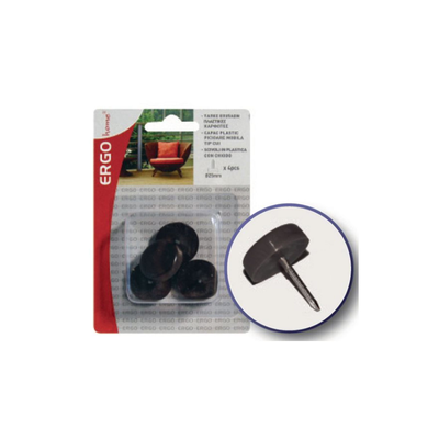Furniture caps plastic nails φ28mm 4 pcs of coffee