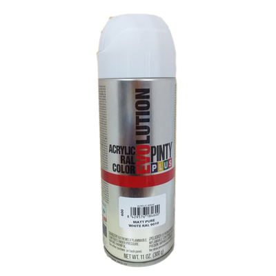 Ακρυλικο χρωμα σπρει ματ ασπρο ral 9010 400ml evolution pinty plus