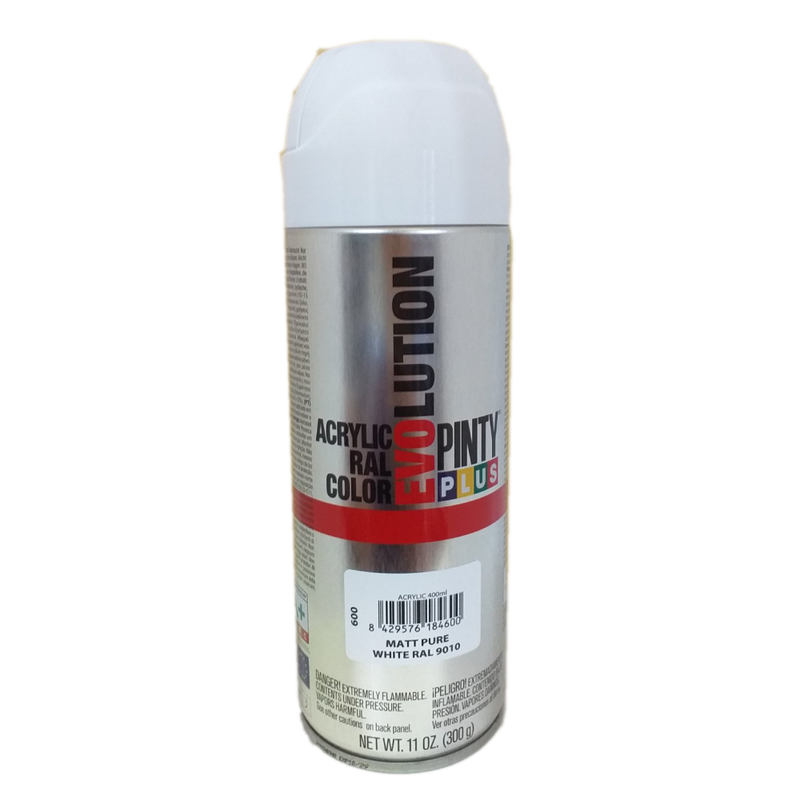 Ακρυλικο χρωμα σπρει ματ ασπρο ral 9010 400ml evolution pinty plus, , medium image number null