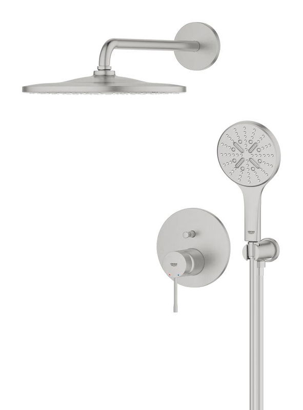 Grohe concealed shower mixer set with rainshower mono 310 supersteel-null