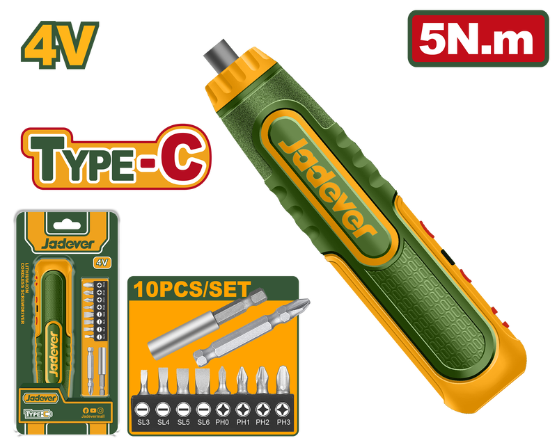 Cordless screwdriver 4v set jadever, , medium-null