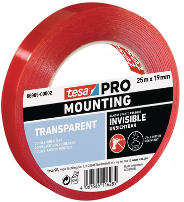 Tesa pro double-face tape transparent 0,2mm 25mx19mm, , medium