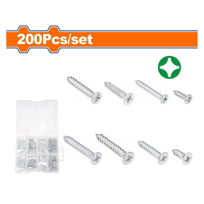 Product image: Wadfow 200pcs countersunk head self-tapping screws assortment, , medium-null
