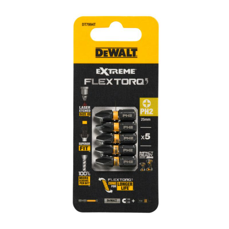 Dewalt ph2 25mm ir torsion bit 5 pieces, , medium-null