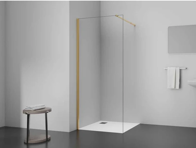 Walk-in shower door clear glass brushed gold