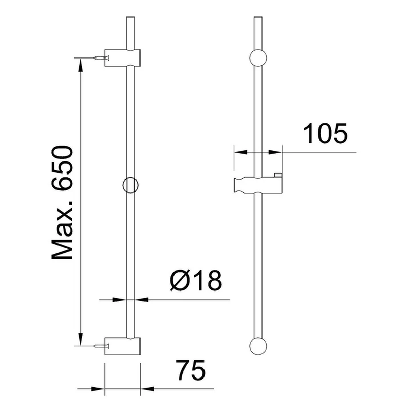 Product image: Go! Black matte shower bar set ø18x700mm, , medium-null