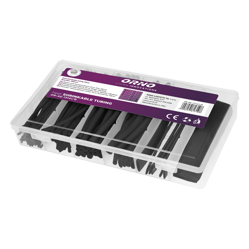 Product image: Orno heat shrinkable tubing black 100pcs, , medium-null