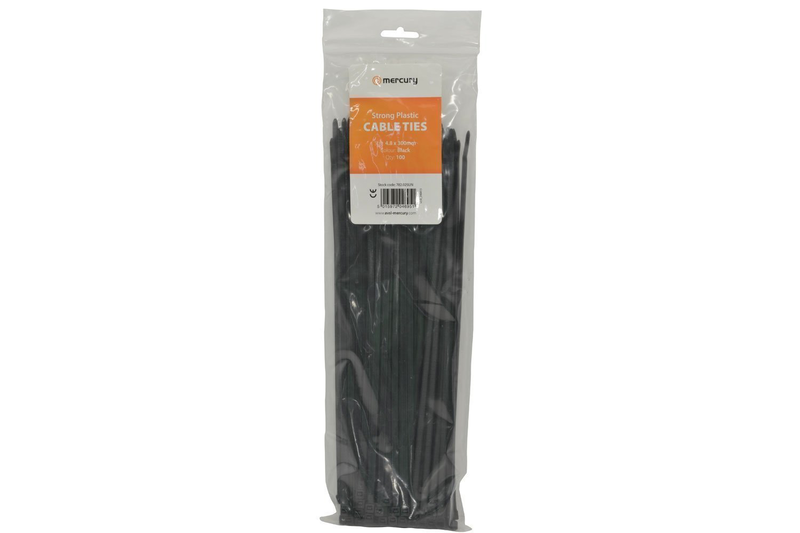 Product image: Mercury cable ties 4.8x300mm black 782.025uk, , medium-null