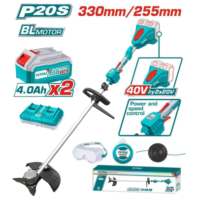 Total σετ επαγγελματικό θαμνοκοπτικό μπαταρίας 40v brushless μοτέρ και διπλή μπαταρία 4ah, , medium