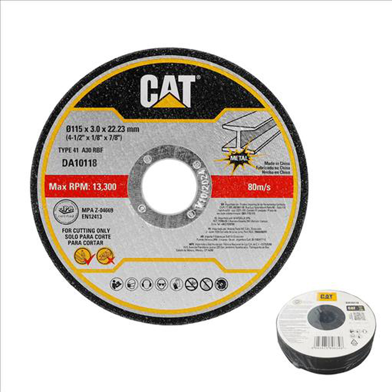 Cat da10118 abrasive cutting disc flat metal 115x3x22.23mm type 41 a30 rbf pack x 10, , medium-null
