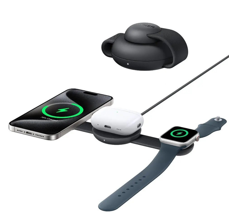 Anker mobile charger wireless maggo 3-in-1 charging station, , medium-null