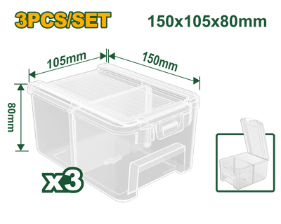 3pcs transparent storage bins set jadever, , medium