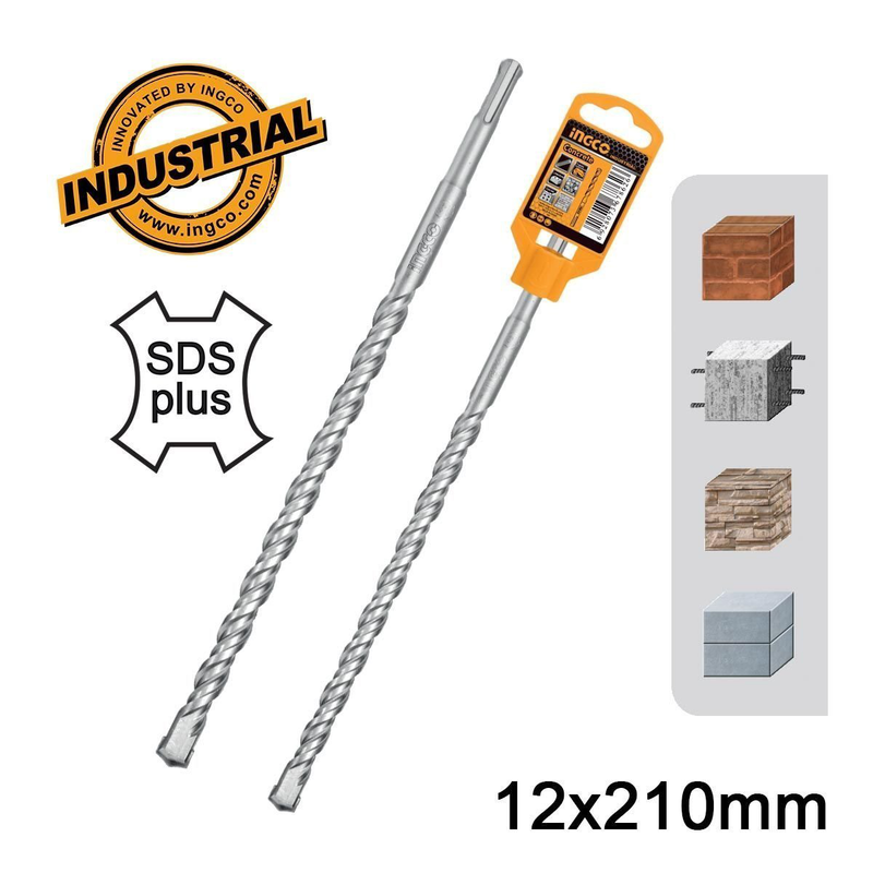 Ingco &alpha;&rho;ί&delta;&alpha; sds plus &delta;&iota;&kappa;έ&phi;&alpha;&lambda;&eta; 12x210mm &gamma;&iota;&alpha; &mu;&pi;&epsilon;&tau;ό&nu; &kappa;&alpha;&iota; &tau;&omicron;&iota;&chi;&omicron;&pi;&omicron;&iota;ί&alpha; 1 &tau;&epsilon;&mu;ά&chi;&iota;&omicron;, dbh1211202, , medium-null