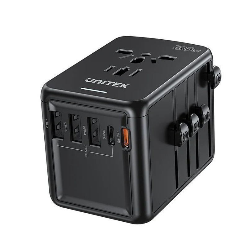 Unitek charge wall 20w travel adapter USBc+USBa black p1120a, , medium-null