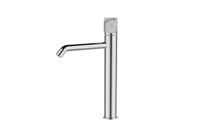 Basin mixer with white marble handle