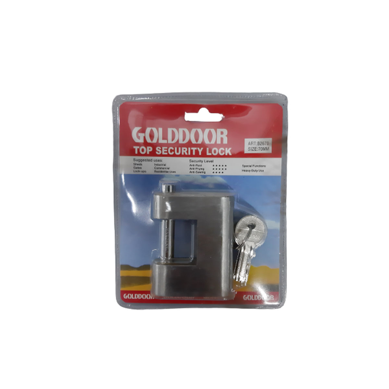 Padlock with straight lock golddoor 50mm s/s-null