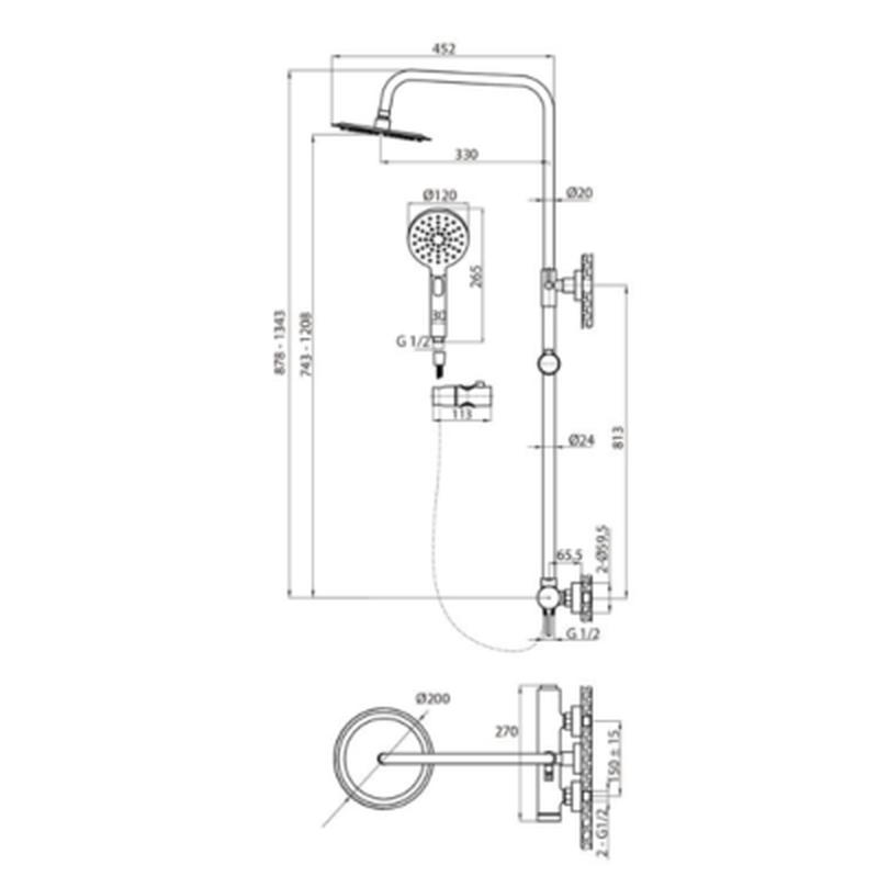 Product image: Era brushed nickel complete shower column, , medium-null