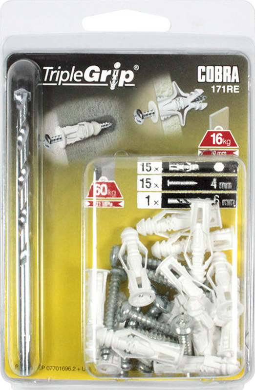 Cobra 171re triple-grip 4mm white (+ screws + drill bit) 15pcs, , medium-null