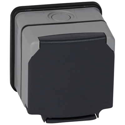 Legrand 684622 socket outlet plexo 66 1 gang switched opaque lid 13 a grey, , medium