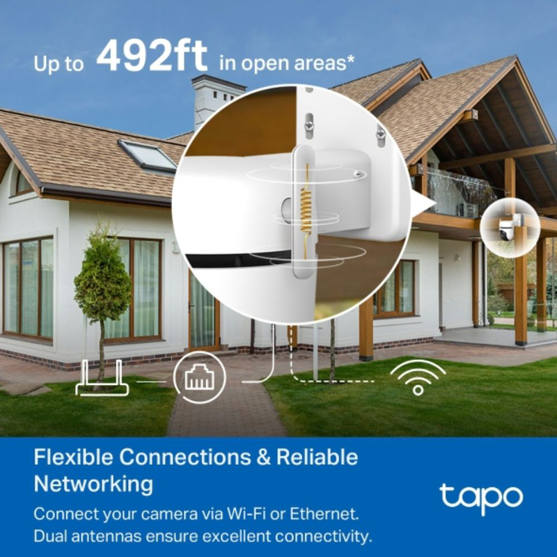 Tapo c520ws εξωτερική ασύρματη κάμερα ασφαλείας Wi-Fi με πανοραμική περιστροφή, σύστημα ai ανίχνευσης & νυχτερινή όραση, , medium-null