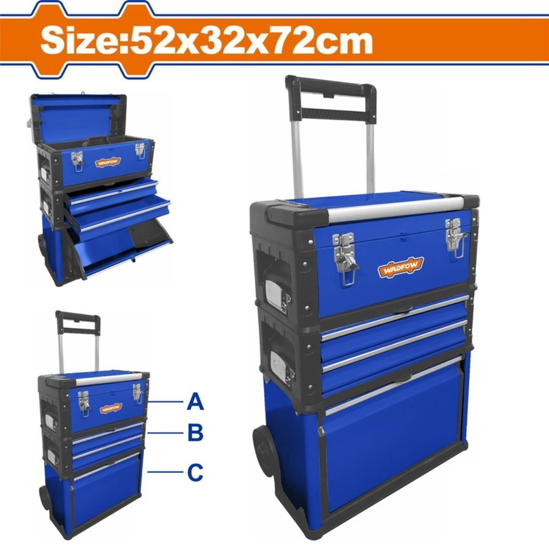 Wadfow trolley style tool box 520 x 320 x 720mm (wtb6a72), , medium-null