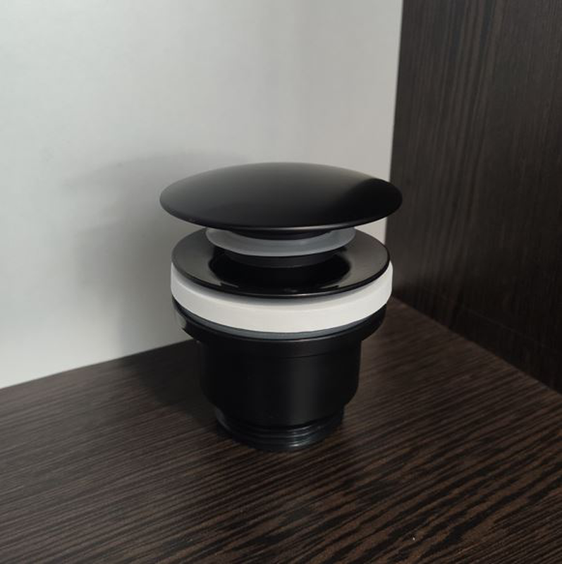 Felice universal click-clack black matte basin waste pop-up pvc 12cm with screw, , medium-null