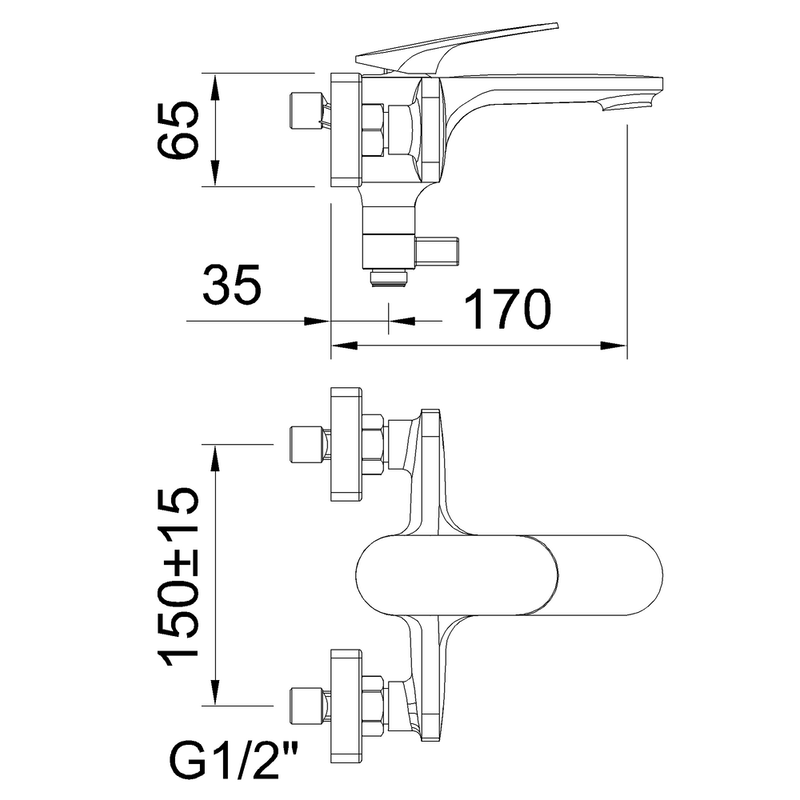 Velvet III brushed gunmetal single-lever bath-shower mixer, , medium image number null