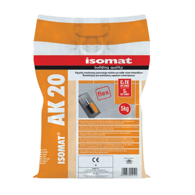 Isomat ak-20 κολλα πλακιδιων λευκο 25kg, White, medium