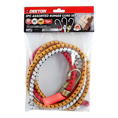 Dekton σετ 3 ελαστικά λουριά (bungee cords) πολλαπλών χρήσεων με γάντζους, , medium