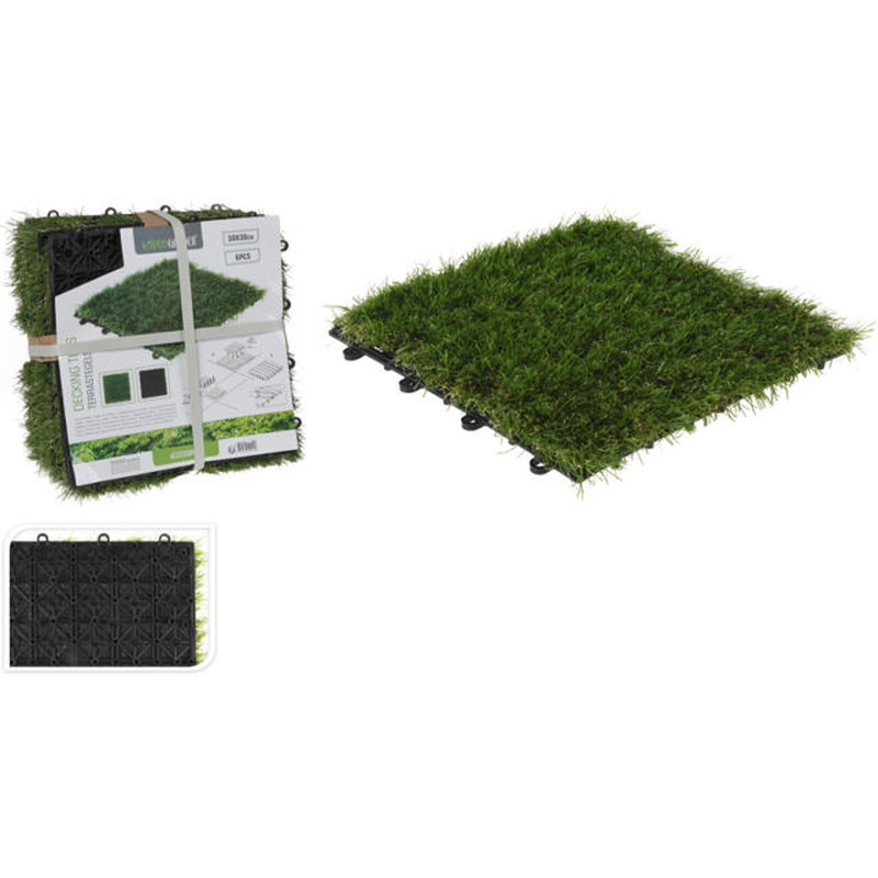Decking tile set 6pcs pp grass 30x30cm, , medium-null