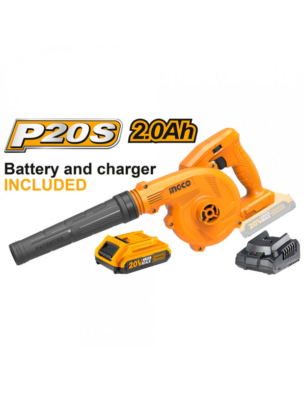 Ingco 20v li-ion blower with 2ah battery and charger, , medium-null