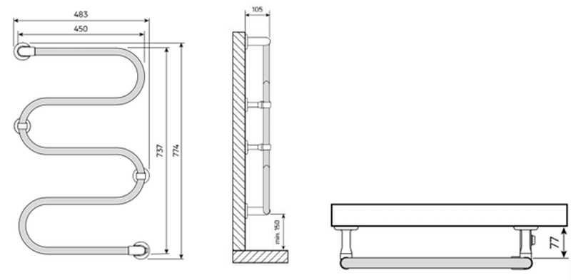 Athena s 74-cp bath electric towel warmer, , medium image number null