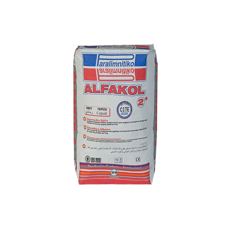 Paralimnitiko cementilious adhesive alfakol 2 25kg gray, , medium-null