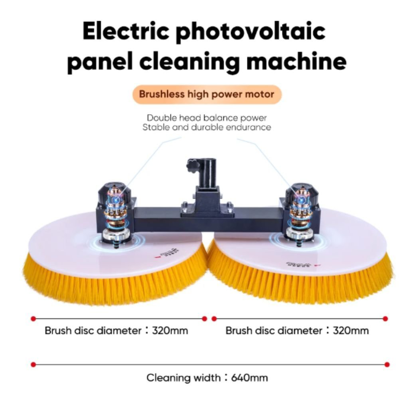 Product image: Ηλεκτρική βούρτσα καθαρισμού ηλιακών πάνελ (dual brush) με brushless κινητήρα και σύστημα ψεκασμού νερού 7,5 m, , medium-null