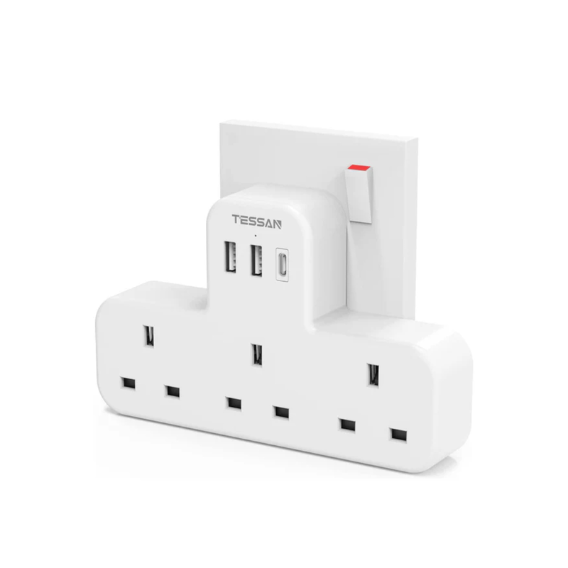 Product image: Tessan 5-in-1 wall adapter with 3 USB ports, , medium-null