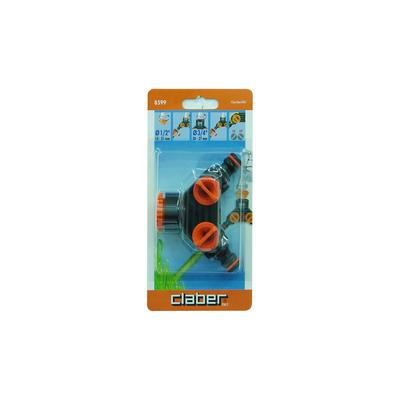 Claber 8599 twin tap connector blister, , medium