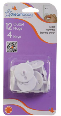 Dreambaby keyed outlet plugs - 12 socket cover plugs plus 4 keys - fits european plug sockets, , medium