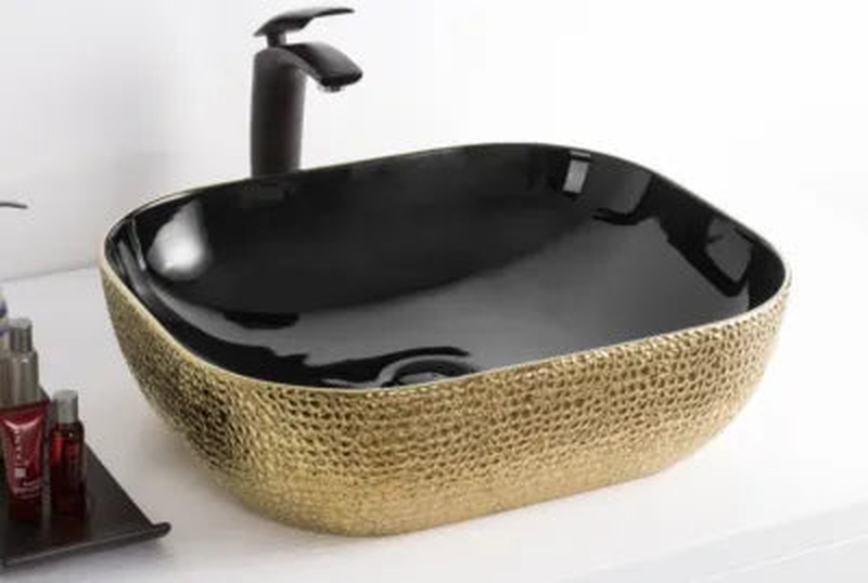 Lea black/gold art basin 505x405x135mm-null