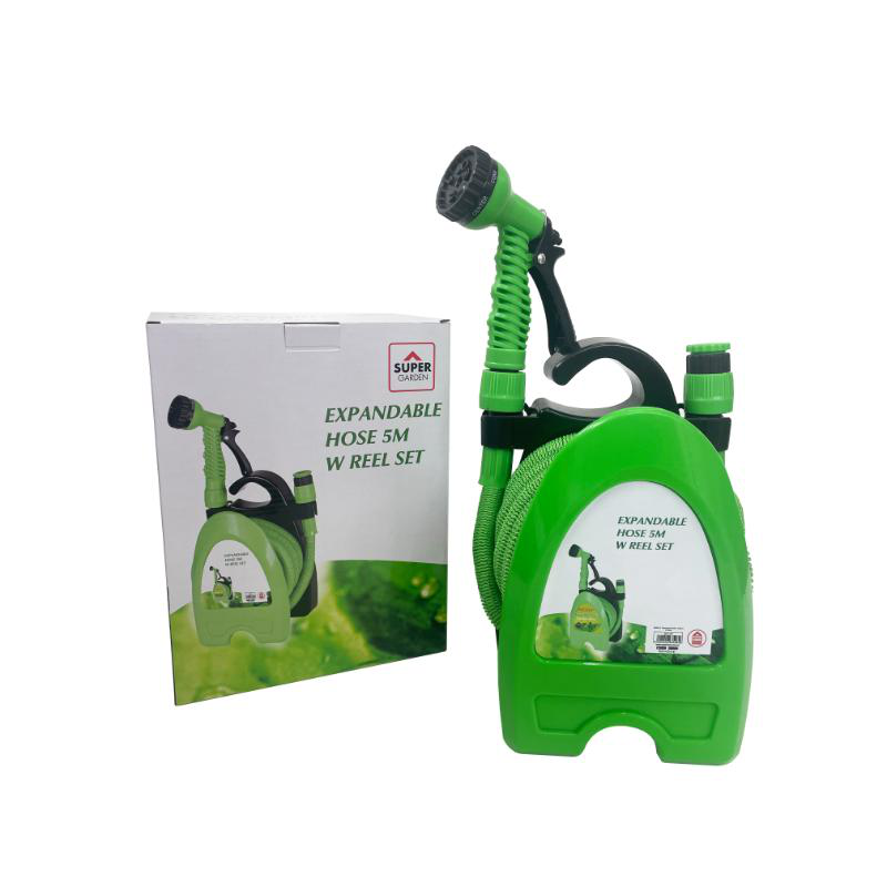 Expandable hose 5m with reel set - green, , medium-null