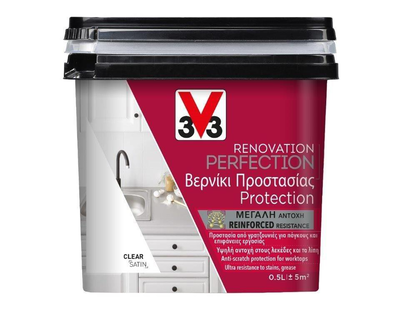 V33 clear satin worktop renovation varnish 500ml, , medium