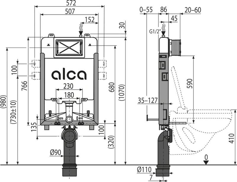 Pre-wall installation system for brick wall for wall hung wc slim, , medium-null