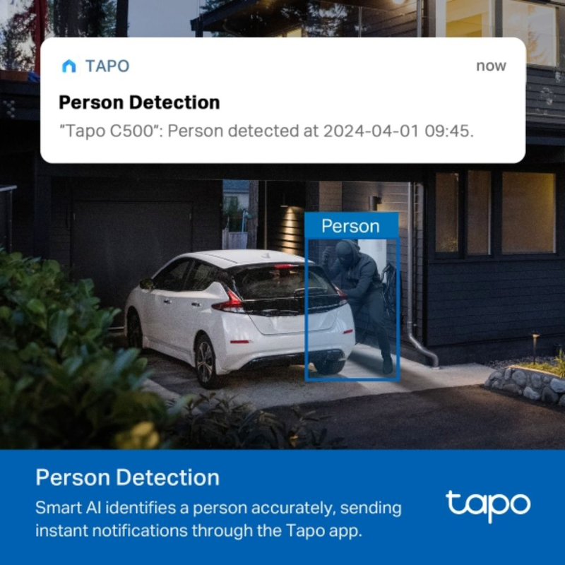 Product image: Tapo c500 tp-link εξωτερική πανοραμική Wi-Fi κάμερα ασφαλείας με 360° περιστροφή, έξυπνη ανίχνευση ανθρώπων, νυχτερινή όραση με χρώμα & αδιάβροχη προστασία ip65, , medium-null
