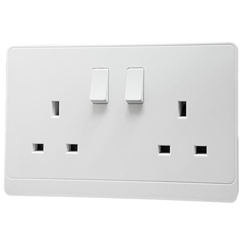 Swf rangg 13a 2gang switch socket - white, , medium-null