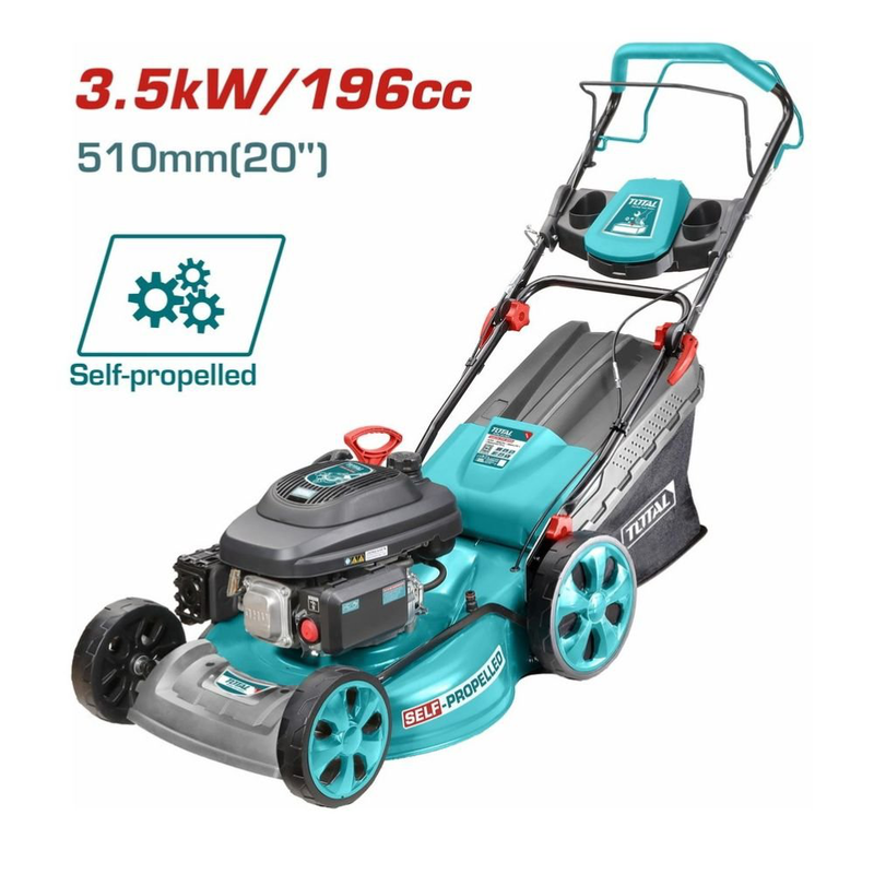 Product image: Total βενζινοκίνητη αυτοκινούμενη μηχανή γκαζόν 196cc 6hp με σύστημα κοπής 4 σε 1, , medium-null