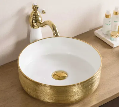 Lula round white/gold art basin ᴓ360x120mm