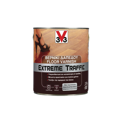 V33 extreme traffic floor varnish 2,5l shiny transparent, Transparent &Gamma;&upsilon;&alpha;&lambda;&iota;&sigma;&tau;&omicron;, medium