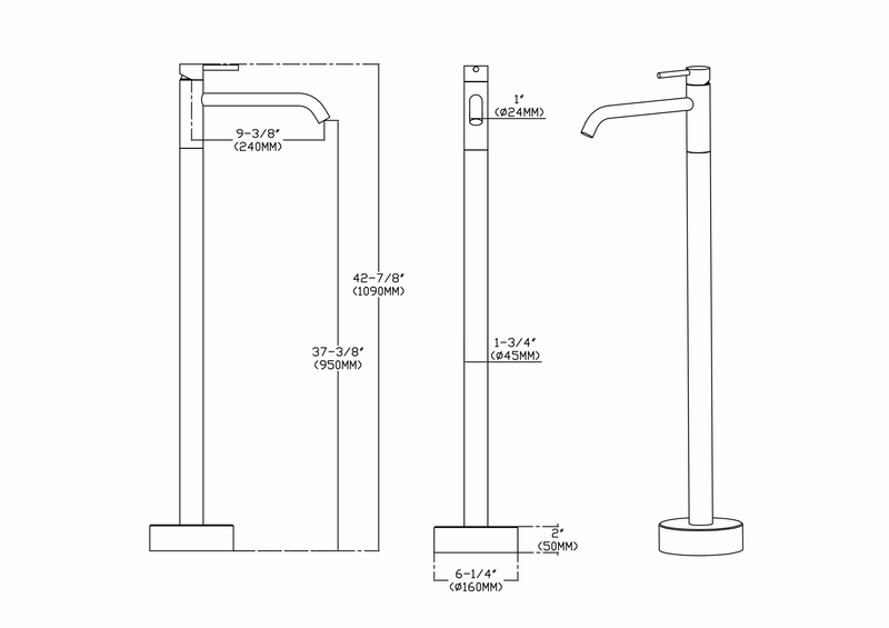 Floor standing chrome basin mixer, , medium-null