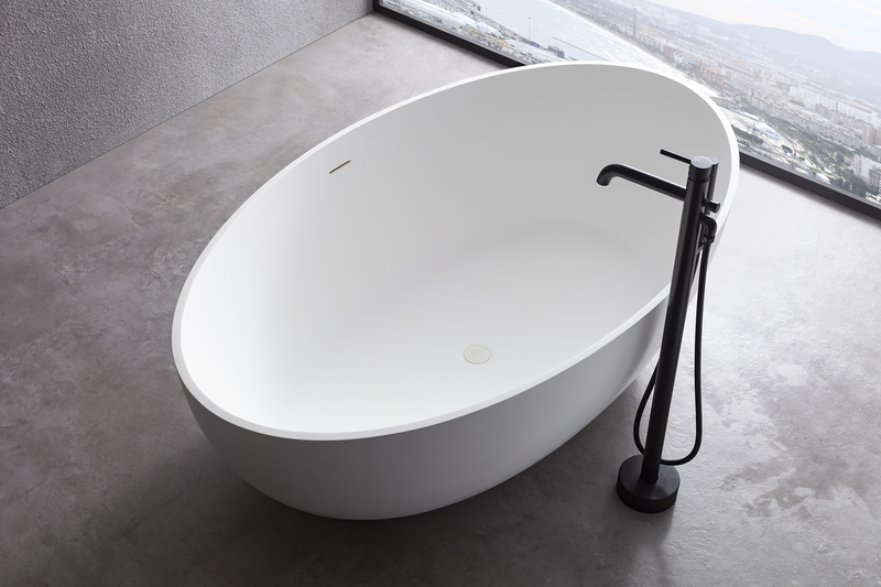 Free standing solid surface bathtub white matte 170x100x56cm, , medium-null
