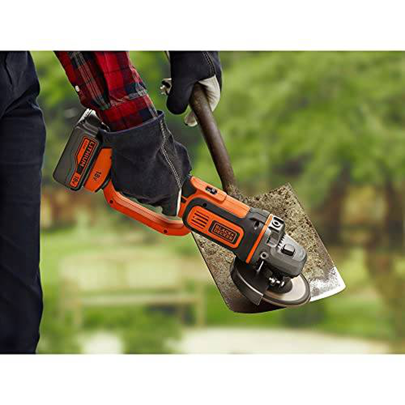 Cordless angle grinder  125mm 18v li-ion with 4.0ah battery - charger & soft bag bcg720m1-qw black&decker, , medium image number null