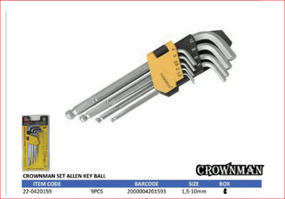 9pcs set allen key extra long, , medium